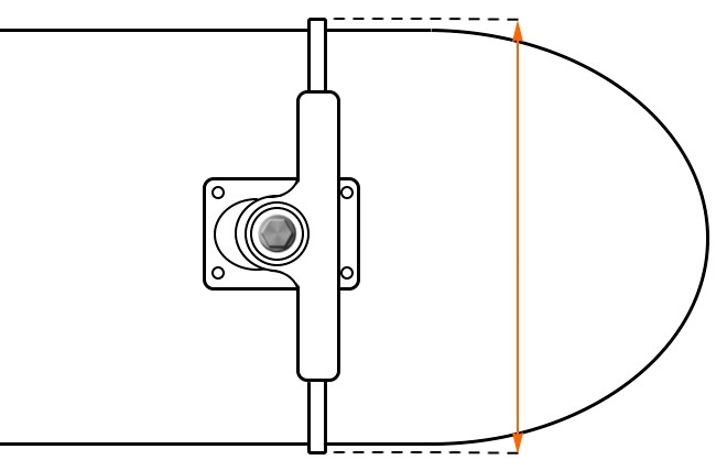 Skateboard truck aksel bredde